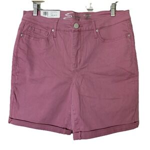 Seven7 9" Sunset Bermuda‎ Shorts Size 14 Foxglove Pink Denim Rolled Cuff NWT
